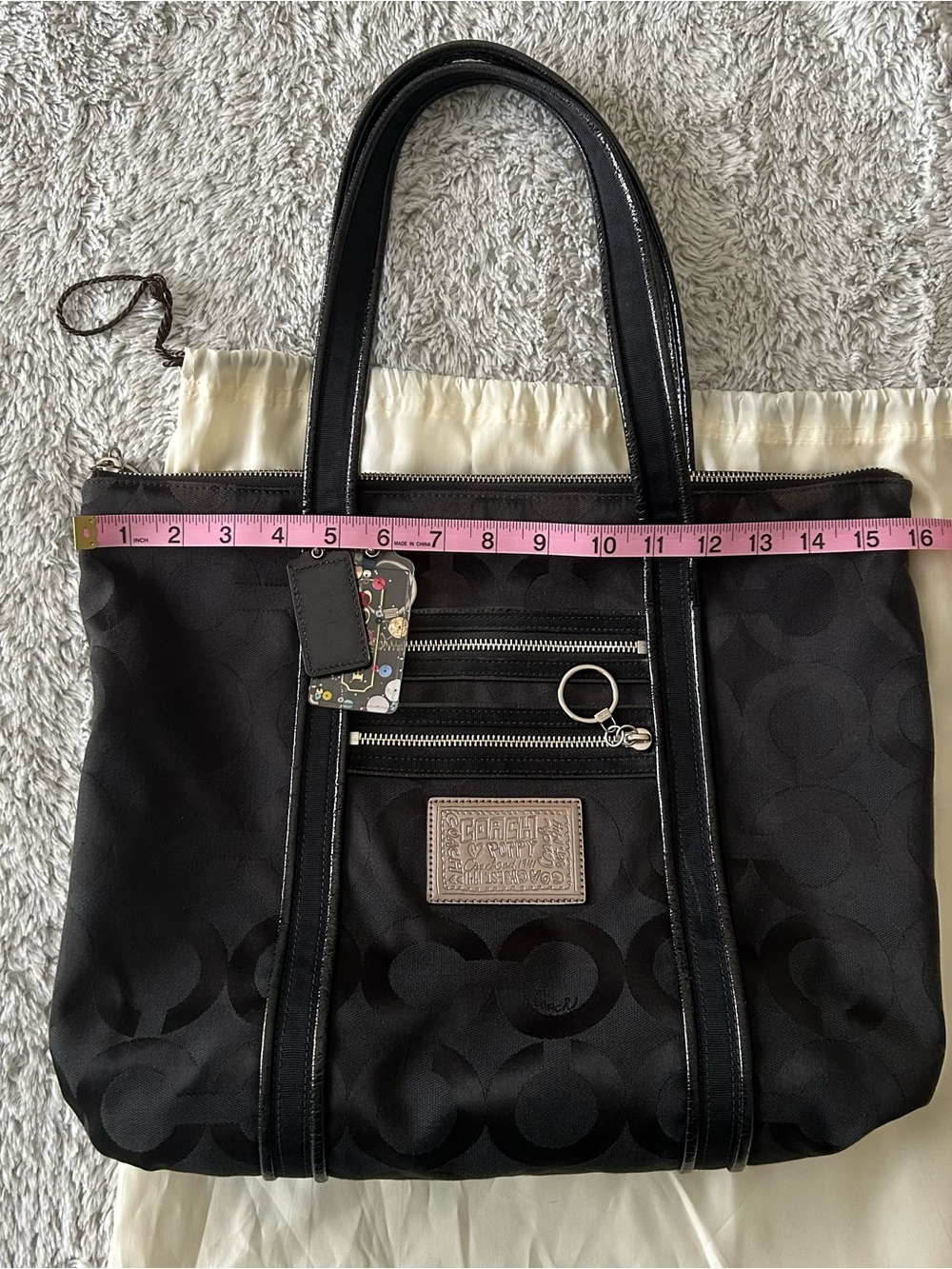Vintage Y2K Coach Poppy Black Signature Glam Tote Bag - Picture 8 of 10